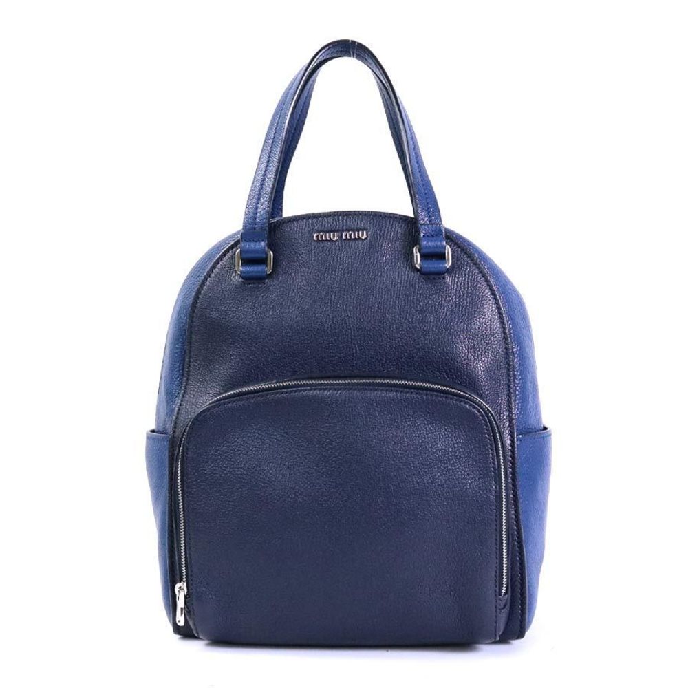 Miu Miu Backpack Blue Navy Leather - Picture 1 of 5